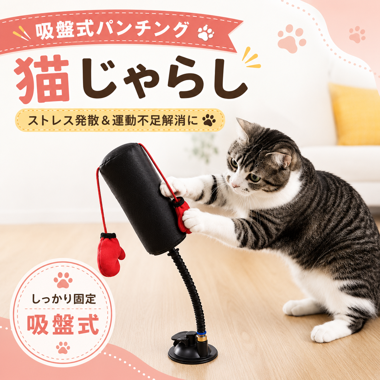 ✨猫用サンドバッグおもちゃ🥊 吸盤式でパンチ遊び・室内運動に【全国送料無料🚚】