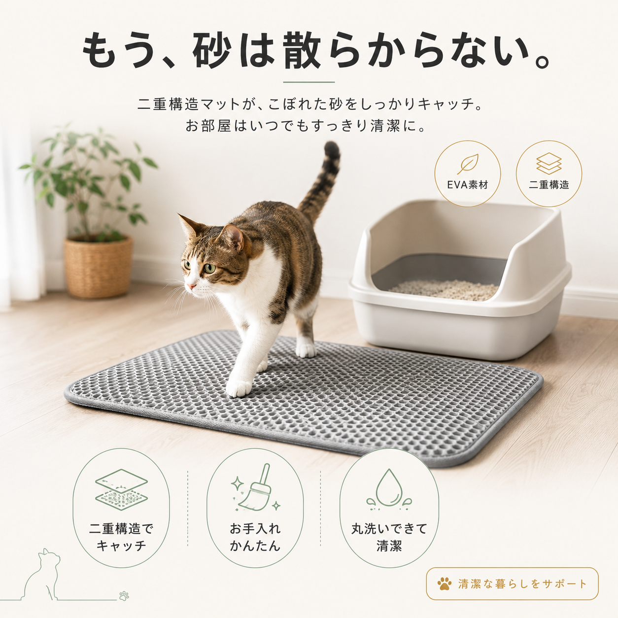 【本日終了⏰】【累計15万個突破🏆】猫砂マット【顧客満足度No.1獲得商品🥇】【全国送料無料🚗】