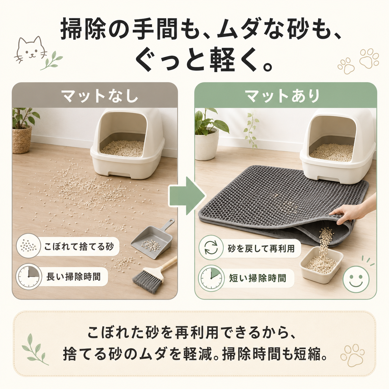 【本日終了⏰】【累計15万個突破🏆】猫砂マット【顧客満足度No.1獲得商品🥇】【全国送料無料🚗】