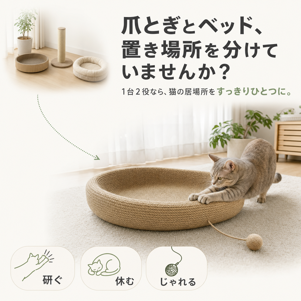 ✨猫用ベッド一体型爪とぎ🐱 遊べてくつろげる【全国送料無料🚚】